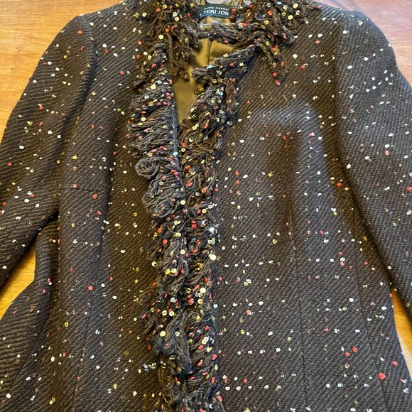 Teri John Ricky Freeman jacket and skirt, Size 10 Brown Multi Colour Sequins - Picture 1 of 13